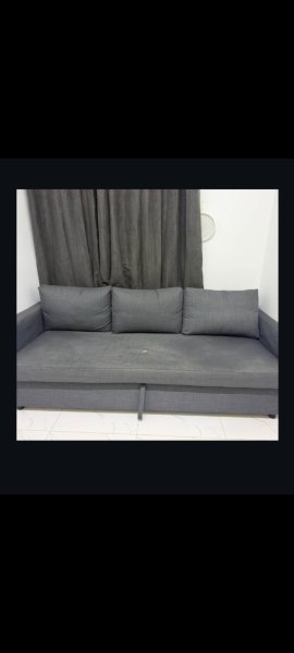 Grey Three Seater Sofa Bed